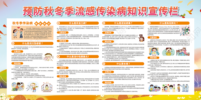 秋冬季传染病预防宣传栏关爱身体讲究卫生秋季传染病宣传栏