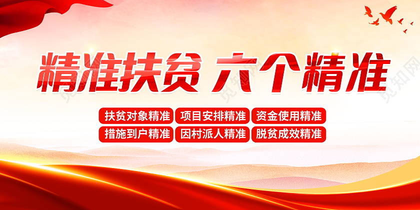 精准扶贫六个精准精准扶贫到户到人发展产业齐心脱贫展板精准扶贫展板