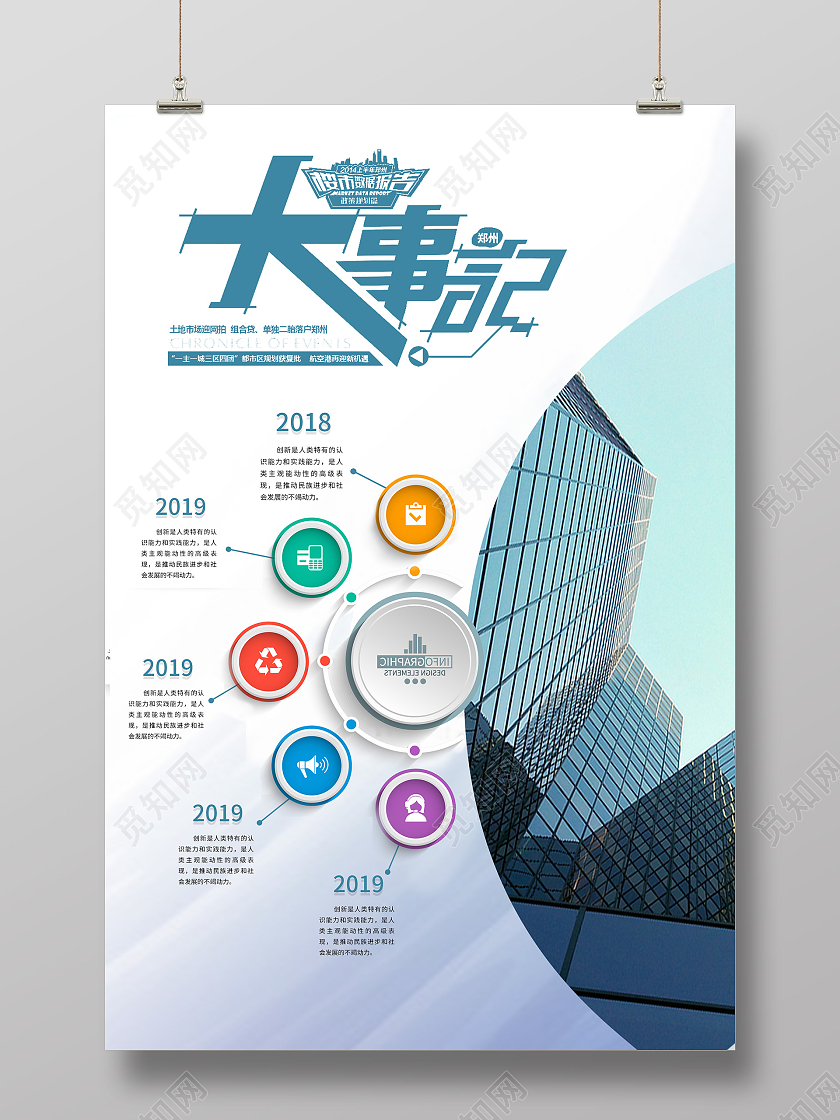 大事记企业发展历程蓝色简约风海报