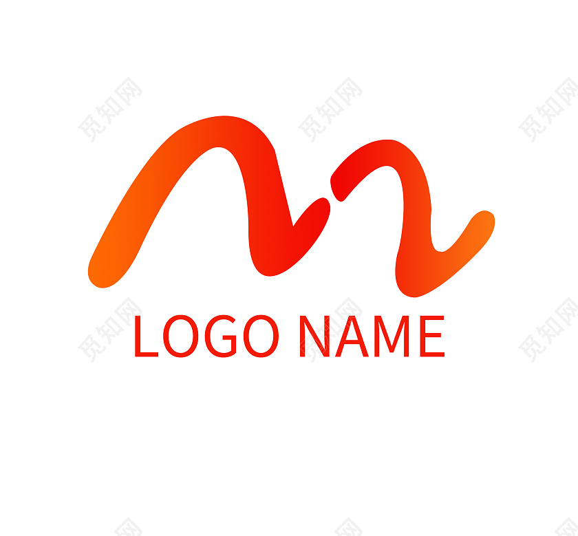 橙红色简约大气M字母logo由手绘Z组合而成logo设计