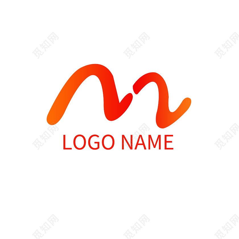 橙红色简约大气M字母logo由手绘Z组合而成logo设计