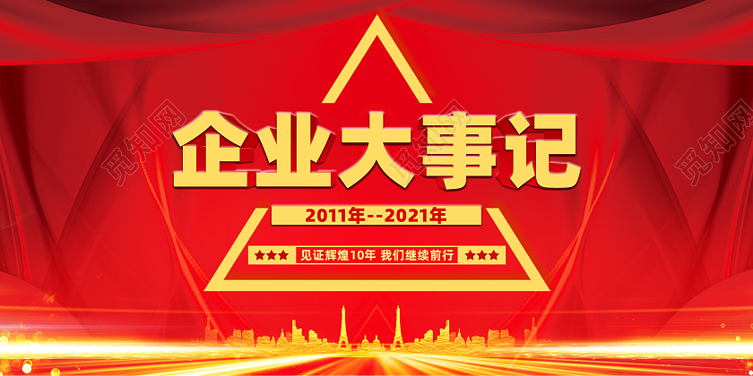 红色创意渐变风大气企业大事记展板设计