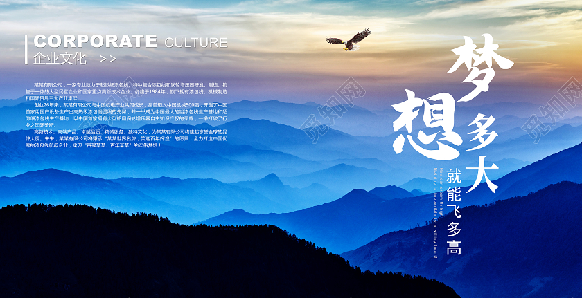 蓝色简约梦想多大就能飞多高大气蓝色梦想励志展板