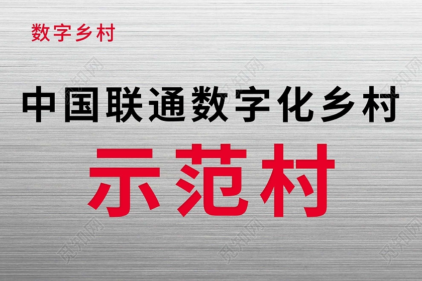 灰色简约中国联通数字化乡村示范村指示牌