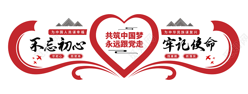 红色大气不忘初心牢记使命党员会议室展板党员活动室文化墙