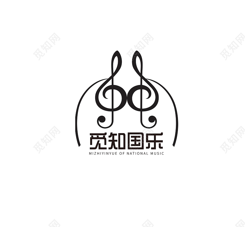 黑色简约风格线条国乐音乐logo