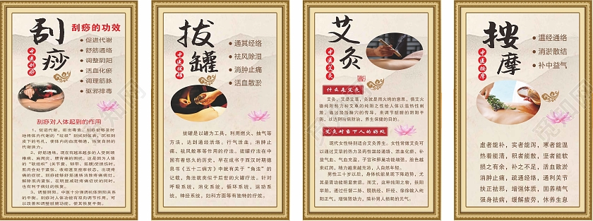 复古中国风中医中医养生中医海报中医挂画刮痧拔罐拔罐艾灸