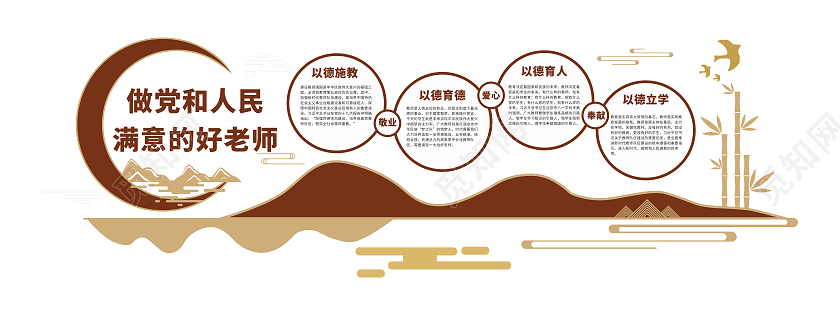 中式风格校园办学理念文化墙教师办公室文化墙
