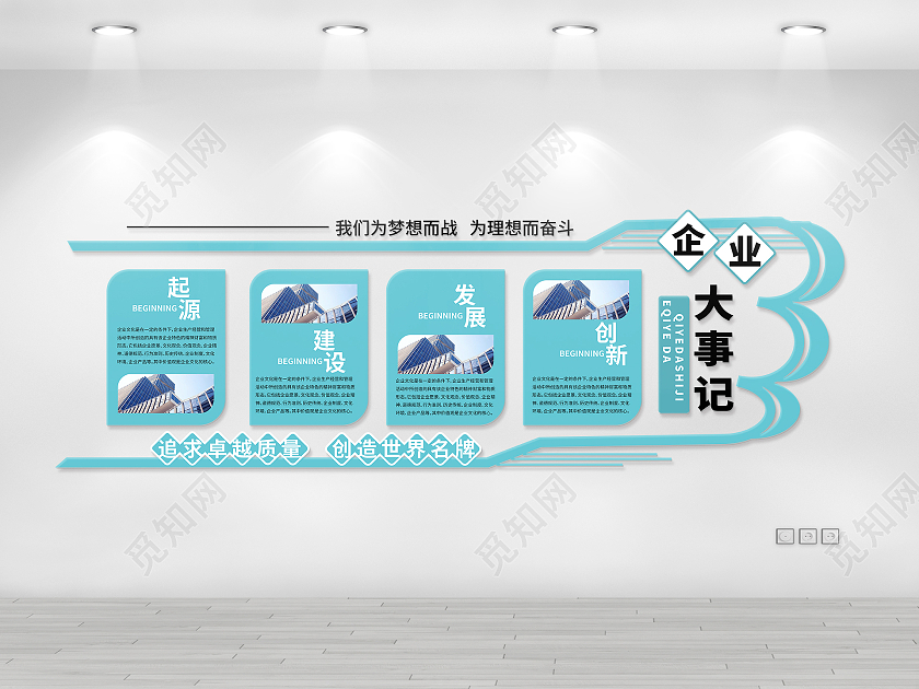 蓝色背景大气企业大事记企业公司文化宣传文化墙设计大事记文化墙