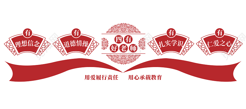 红色中国风四有好老师有理想信念文化墙教师办公室文化墙
