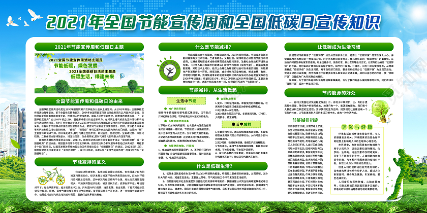 绿色简约2021全国节能宣传周宣传栏