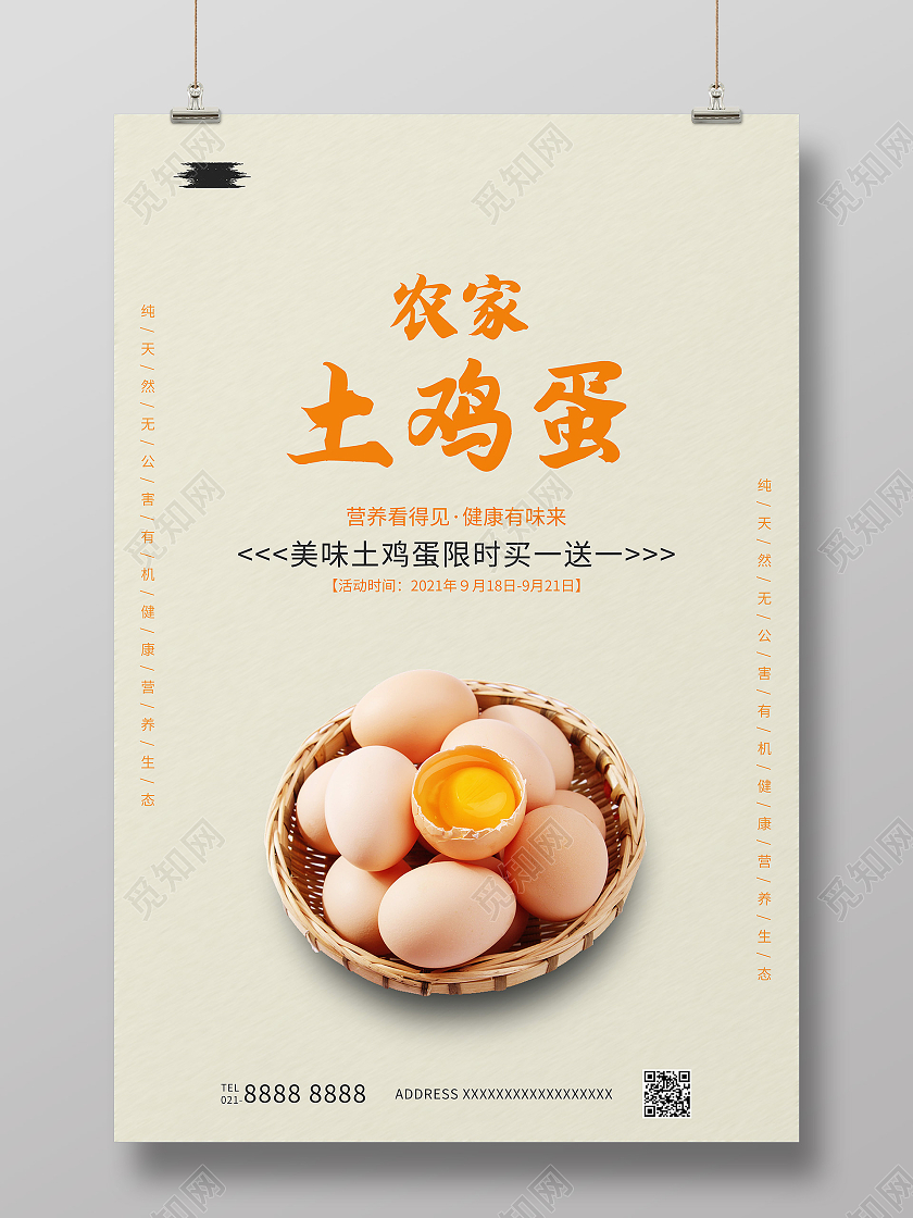 简约大气鸡蛋农家鸡蛋宣传促销海报