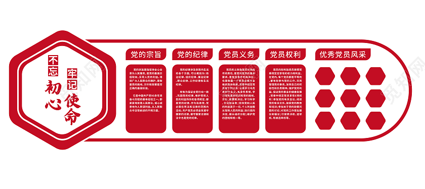 红色简约不忘初心牢记使命文化墙党员活动室文化墙