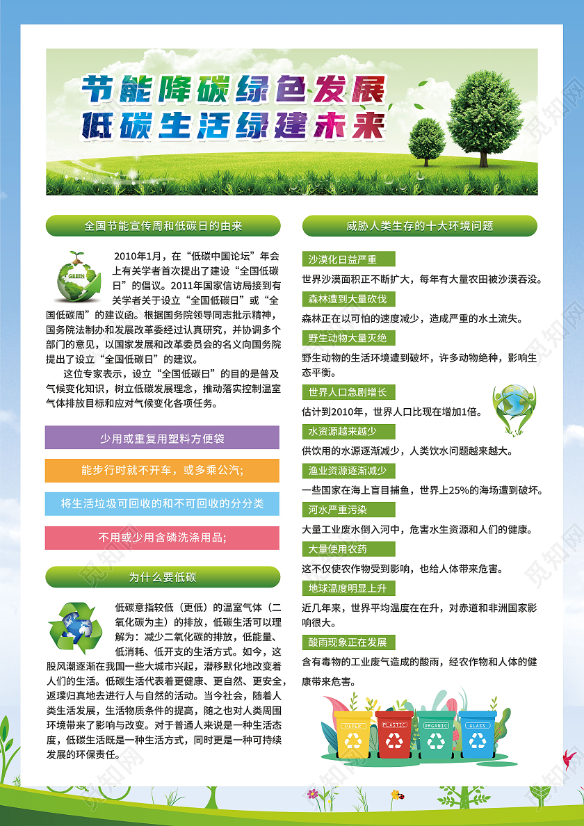 蓝色绿色清新全国节能宣传周宣传单