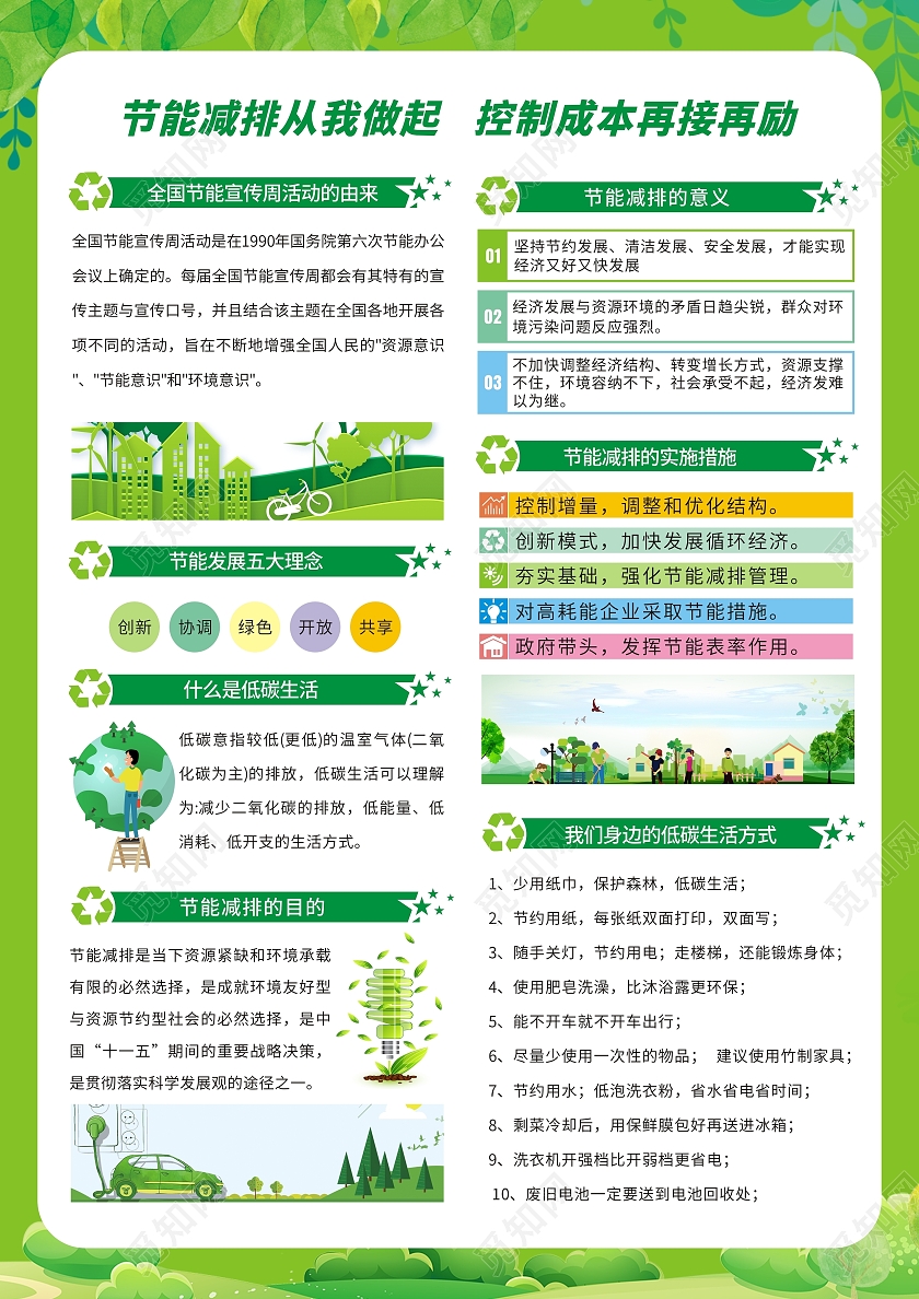 绿色全国节能宣传周活动宣传手册节能减排低碳出行绿色生活全国节能宣传周宣传单