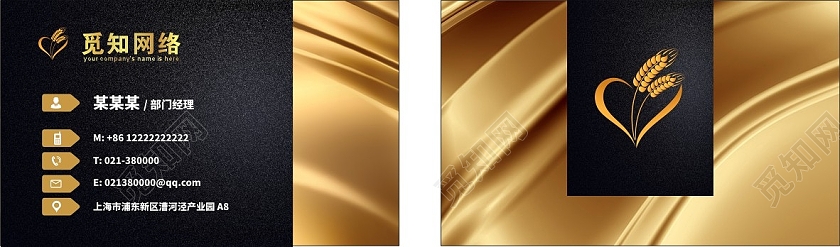 黑金质感科技金色丝绸网络科技名片黑金名片