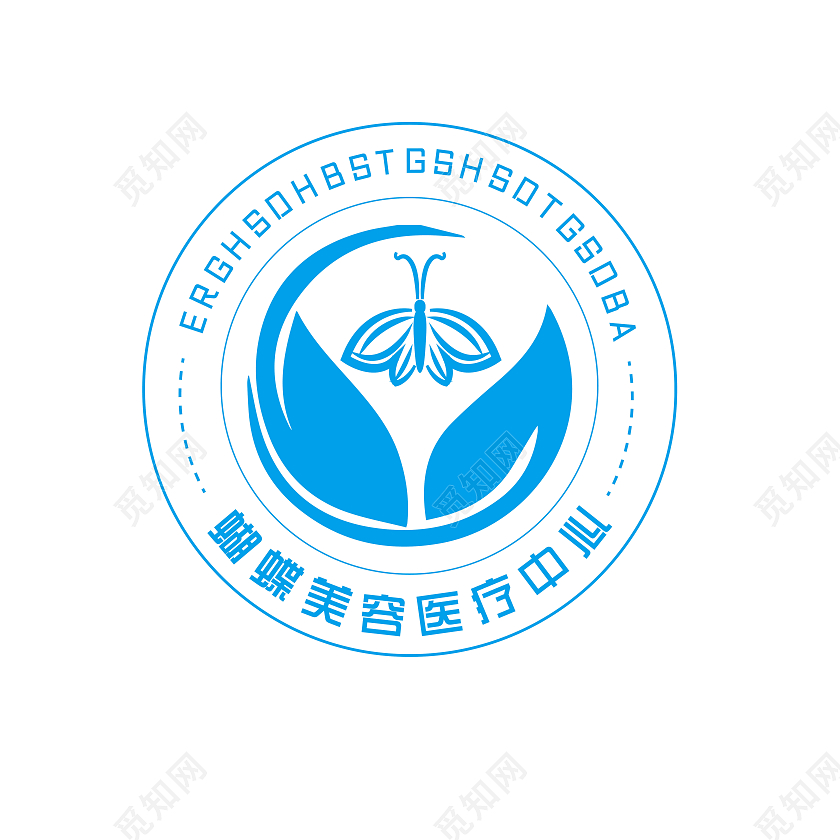 蓝色简约唯美浪漫风格蝴蝶美容医疗中心logo设计医院logo