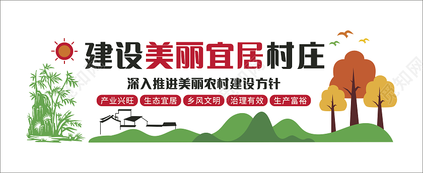 绿色风格建设美丽宜居乡村文化墙美丽乡村文化墙