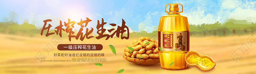 简约大气花生油banner压榨花生油banner