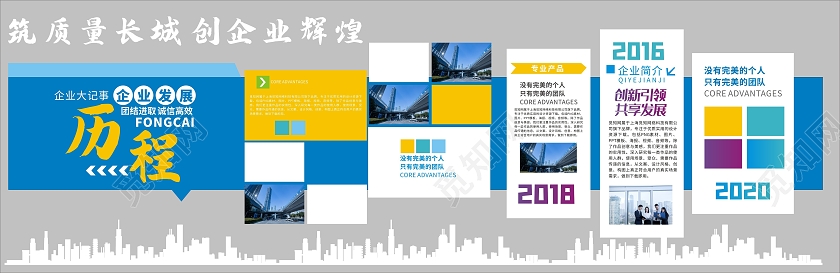 蓝色简约企业历程企业大事记企业文化墙历程文化墙