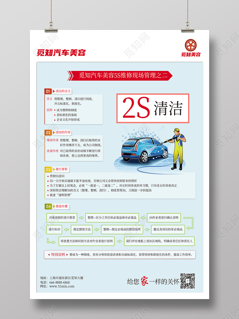 蓝色简约汽车美容维修5s套图2海报
