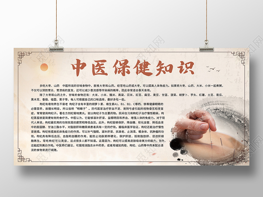 黄色古风中医保健知识中医保健展板