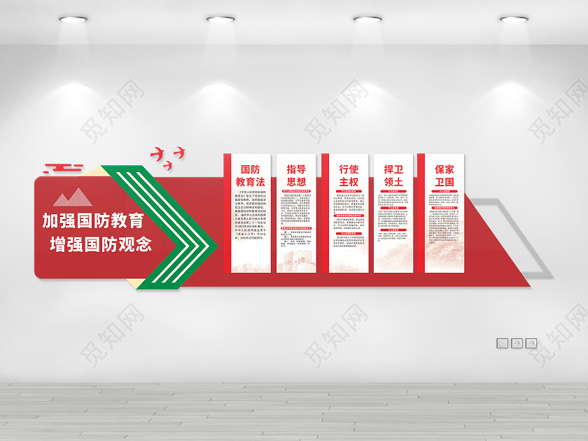 红色大气风格国防教育知识文化墙国防教育文化墙