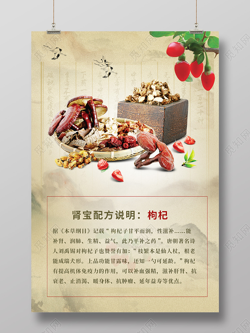 黄色传统风枸杞肾宝男性保健海报