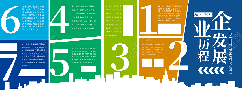 彩色简约风企业发展历程文化墙设计