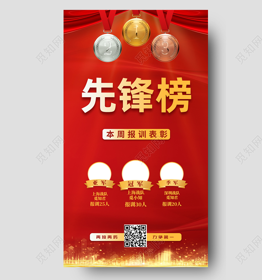 红色喜庆简约风本周报表表彰排行榜手机海报