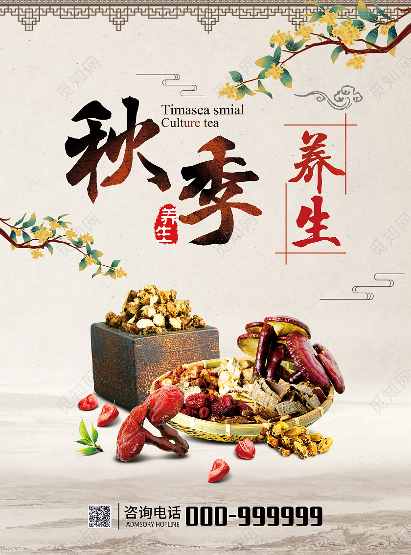 浅深色背景秋季养生只是宣传单页秋季养生宣传单