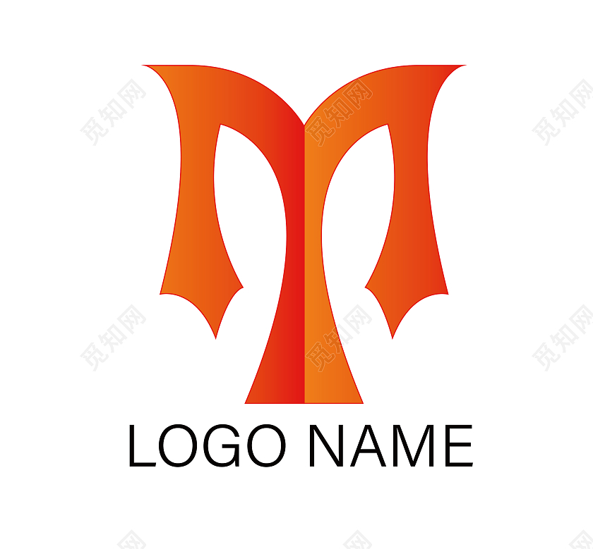 橙红渐变简约大气企业M字母LOGOlogo设计