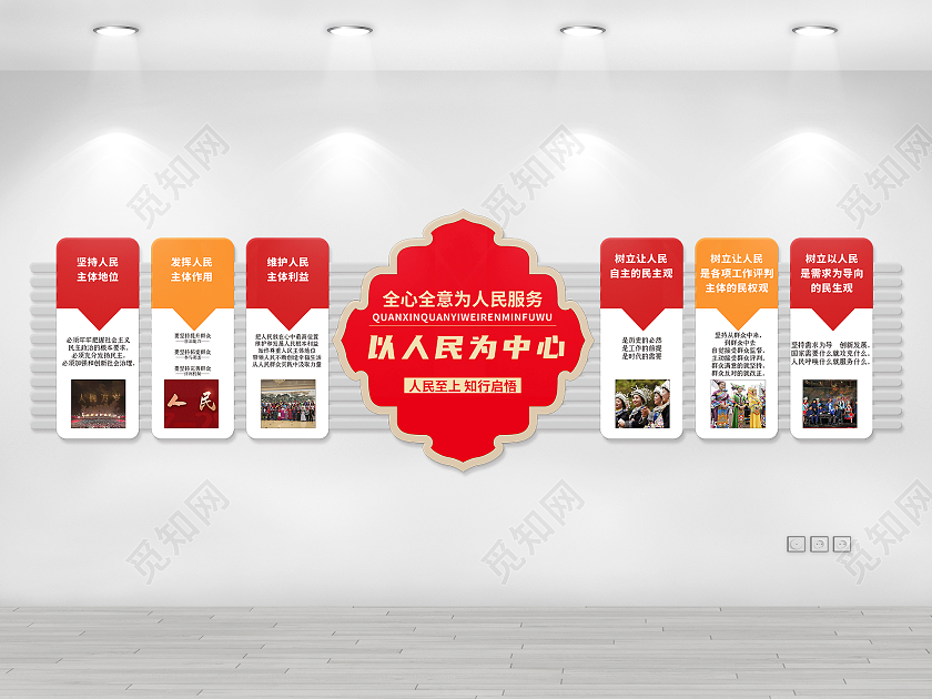 红色简约现代风格为人民服务文化墙