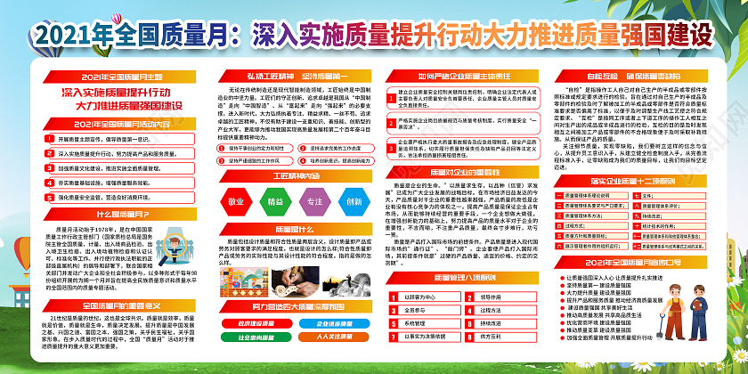 蓝色渐变风格全国质量月宣传展板全国质量月宣传栏