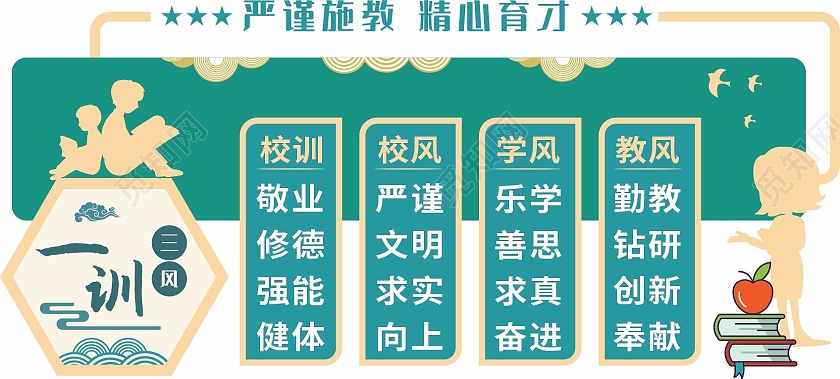 绿色学生文化墙学校文化墙阅读文化墙校园文化校风校训文化墙