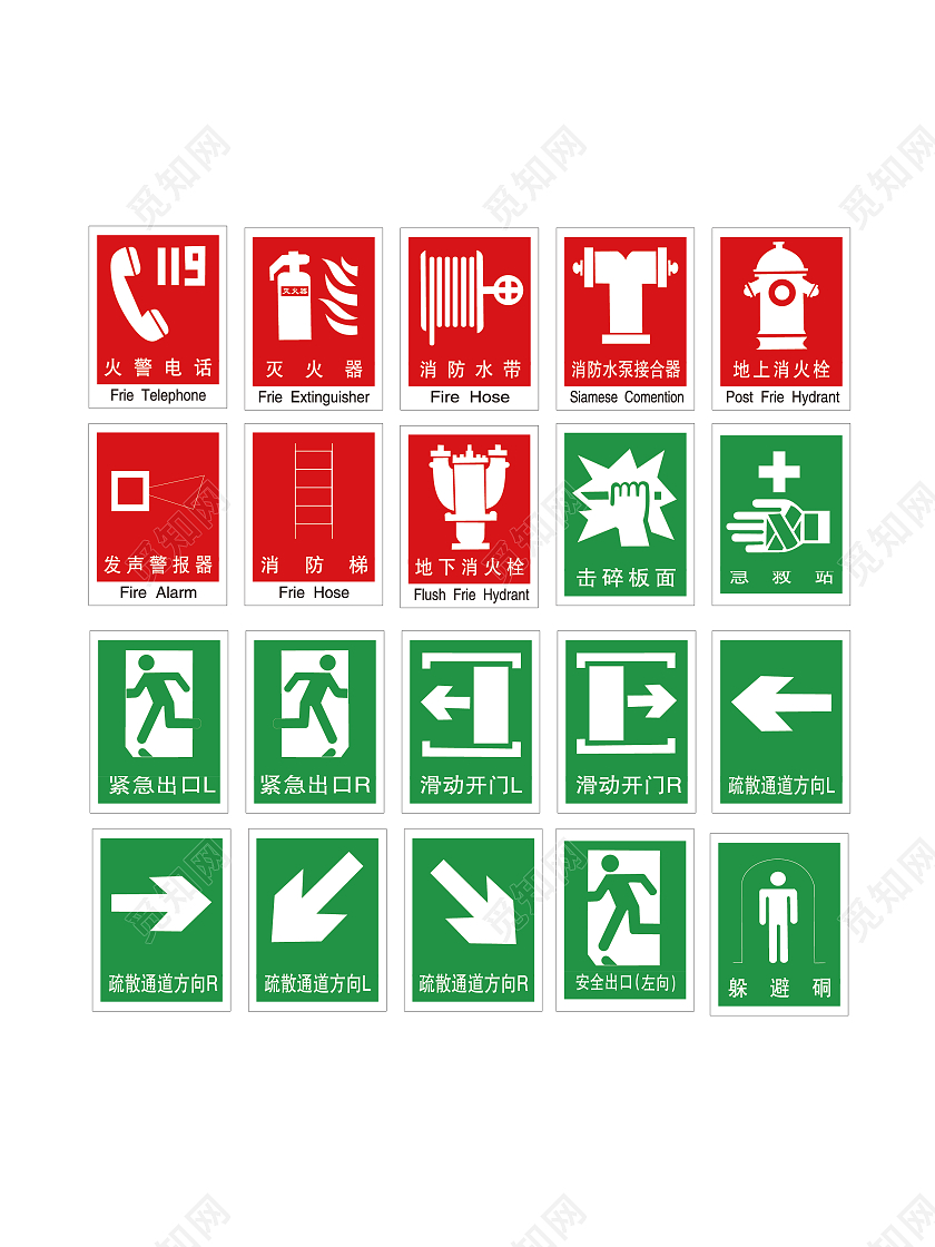 消防安全标识牌标志消防工具火情警报