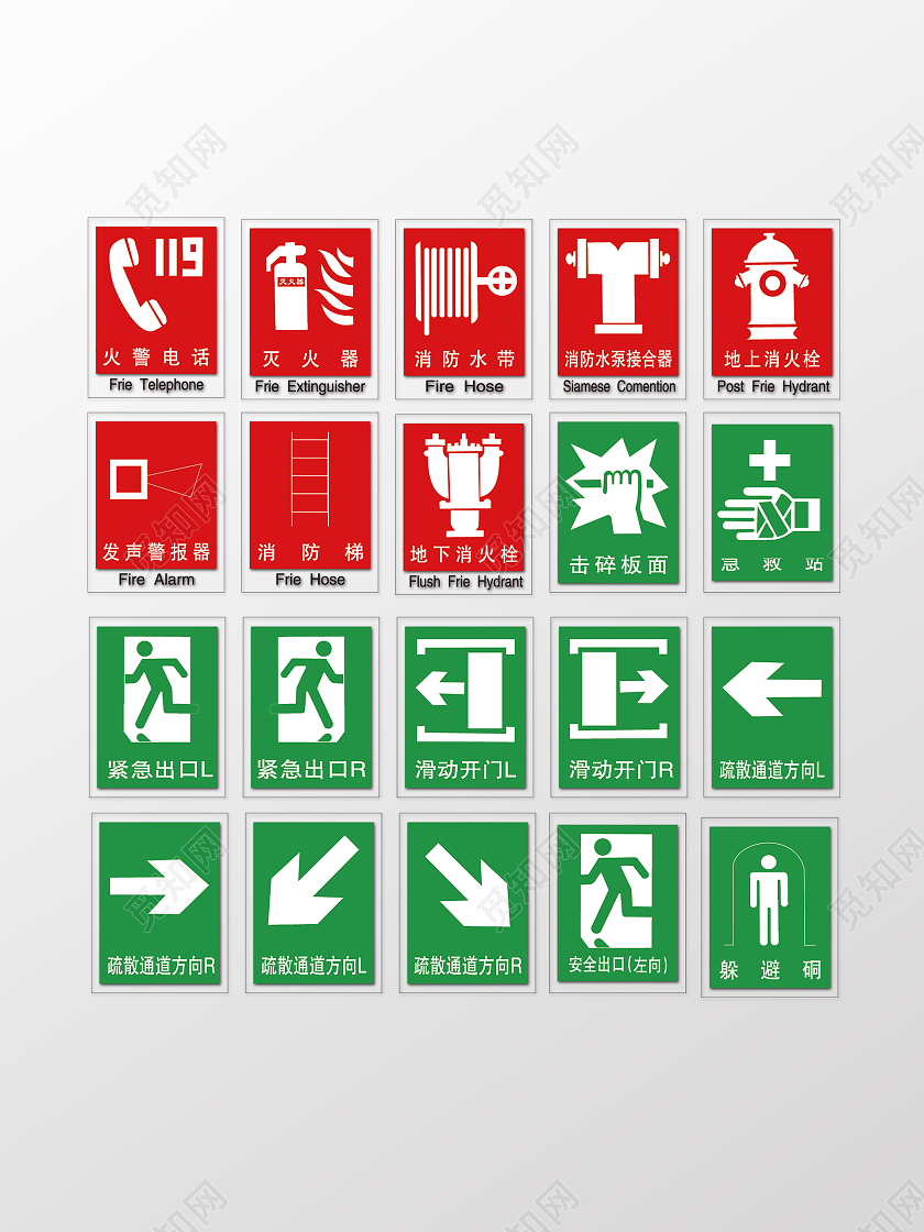 消防安全标识牌标志消防工具火情警报