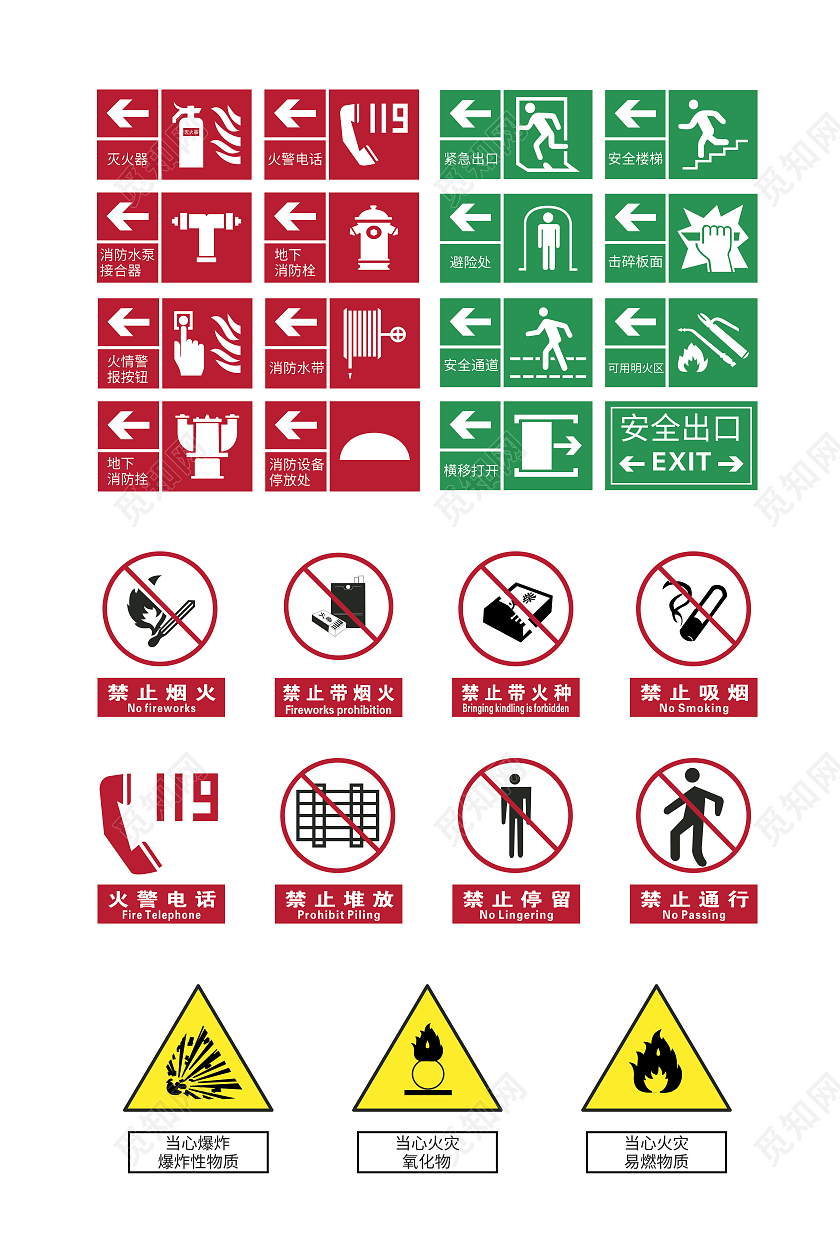 消防安全标识标牌禁止安全标志系列消防标识