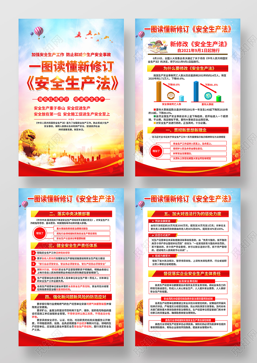 蓝色党建风格一图读懂安全生产法宣传海报新安全生产法宣传栏
