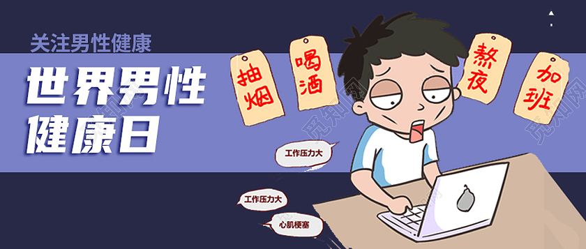 紫色卡通世界男性健康日公众号首图