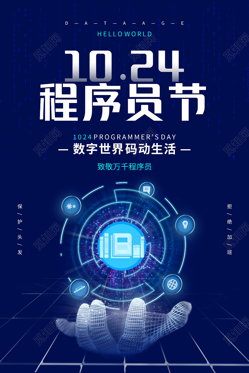 科技圈商务科技风程序猿节海报设计程序猿节展架