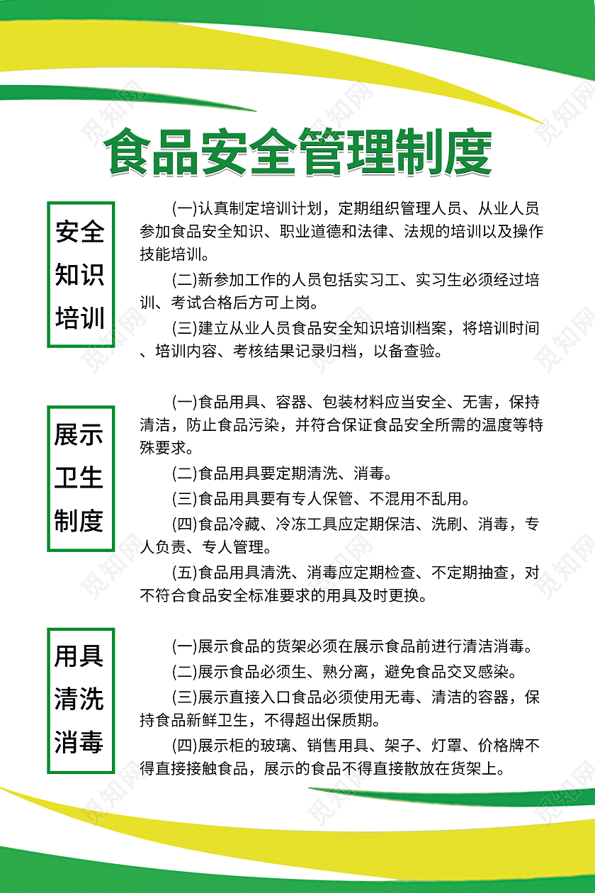绿色简约商务风食品安全管理制度企业绿色制度