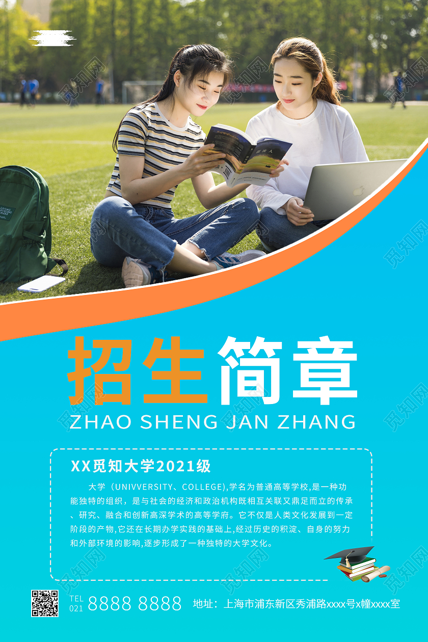 蓝色大气大学招生简章宣传海报招生简章海报