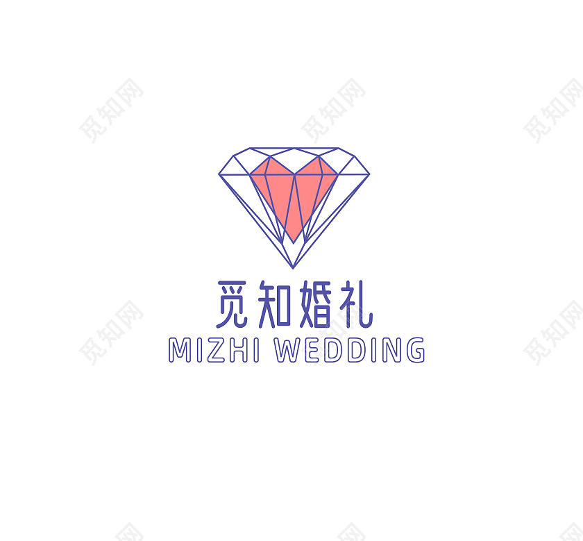 紫色红色配色简约mizhihunl婚礼logologo