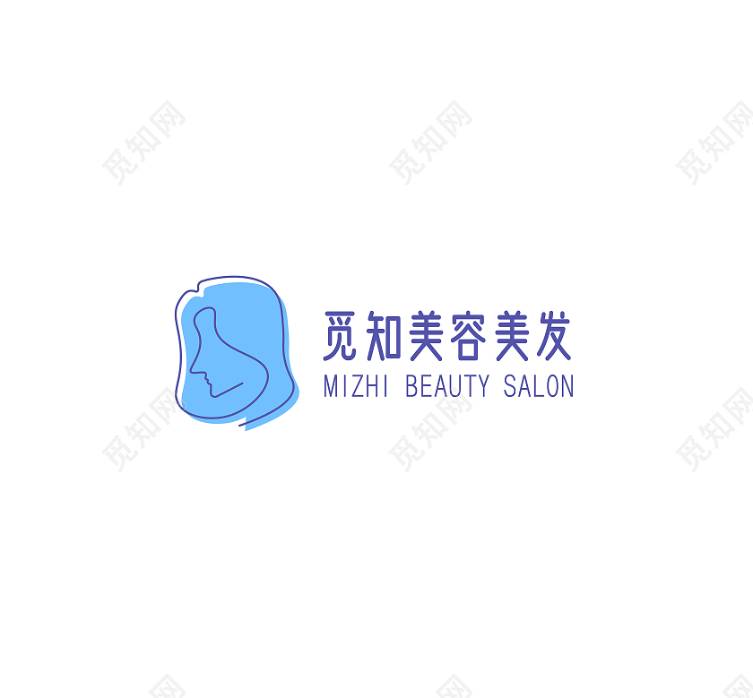 蓝色极简线条觅知美容美发企业logo设计logo设计