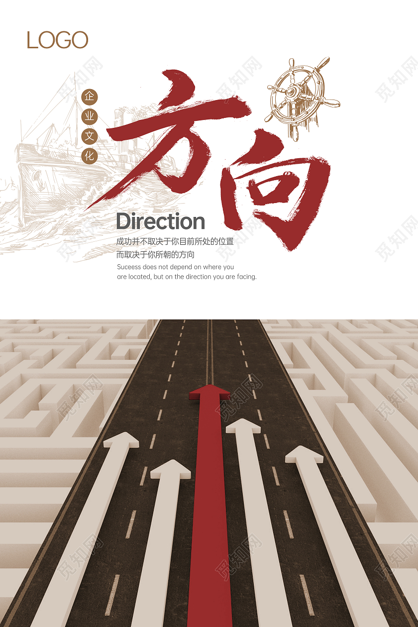 企业文化简约风格企业理念方向海报