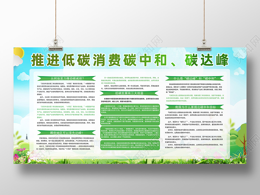 绿色简约推进低碳消费碳中和碳达峰碳中和展板