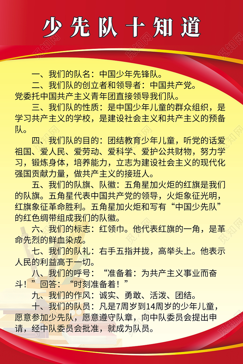 黄色几何渐变少先队十知道宣传海报你好少先队