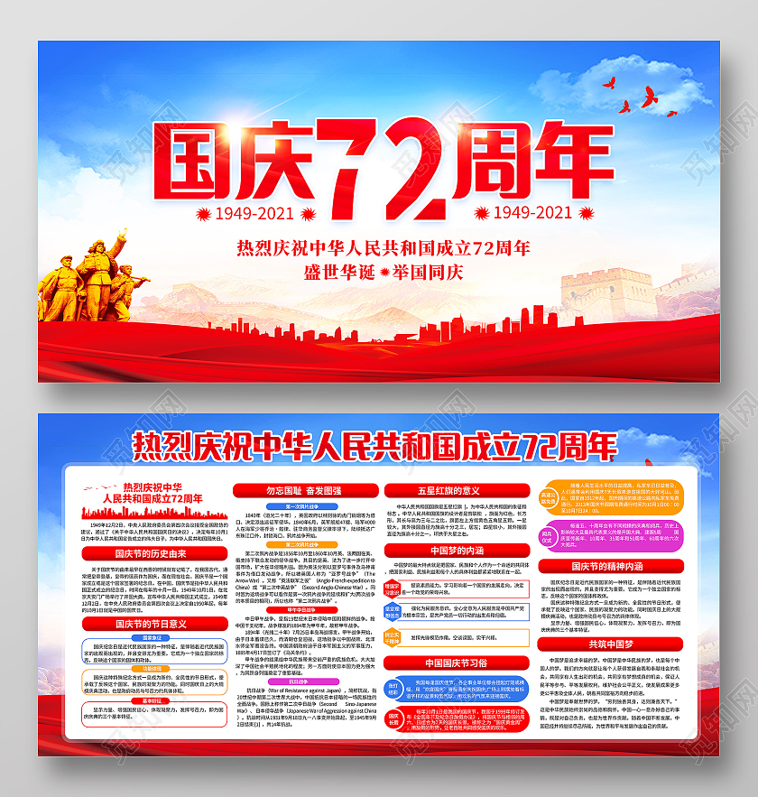 2021热烈庆祝72周年国庆节宣传栏