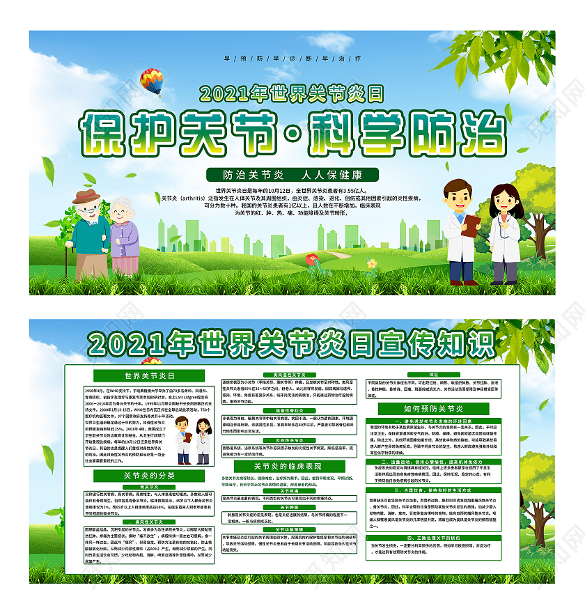 绿色大气保护关节科学防治世界关节炎展板世界关节炎日展板